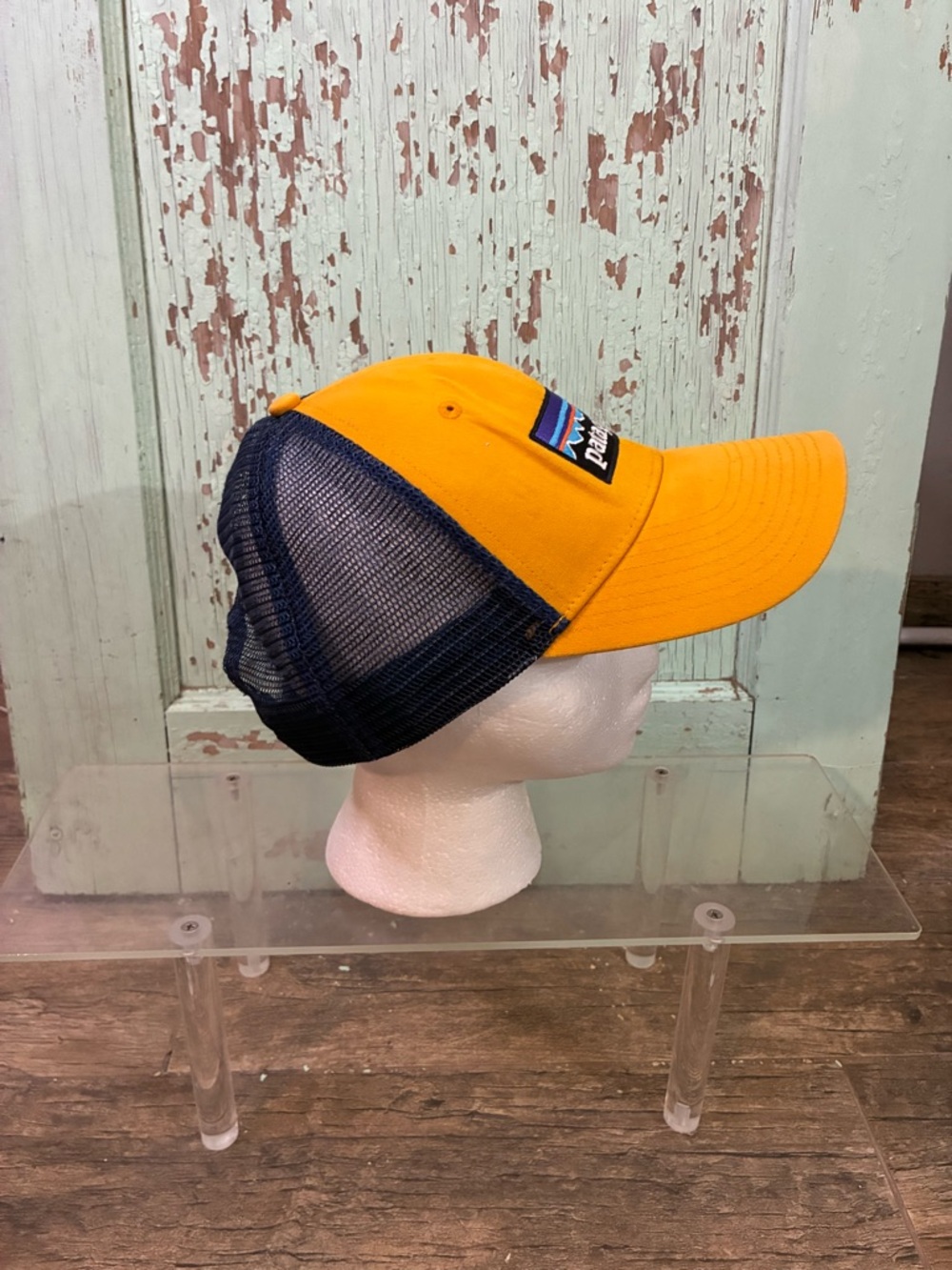 Patagonia Yellow and Navy Mesh Logo Cap - Picture 2 of 5